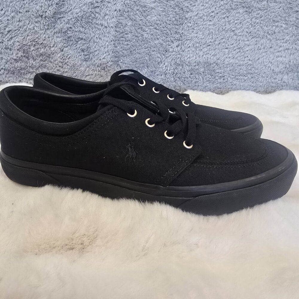 Polo Ralph Lauren Faxon X Men's Triple Black Pony Sneakers Sizes NEW Canvas - Picture 5 of 10